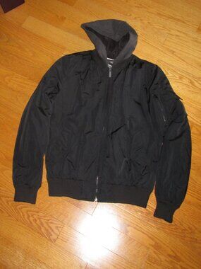 New Men's Kenneth Cole New York Black Hooded Bomber Jacket Size Small